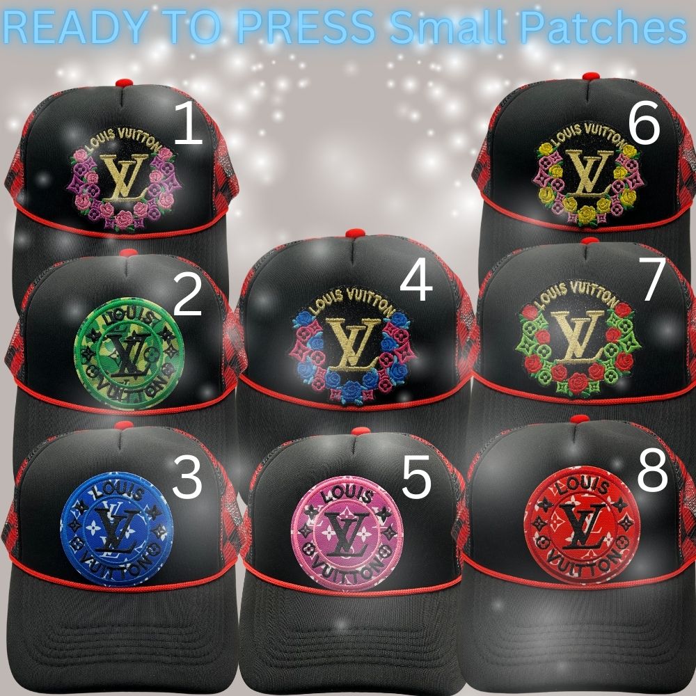 Designer-Inspired Embroidered Circle & Wreath Patches – Ready to Press | Small Hat/Cap Appliqués