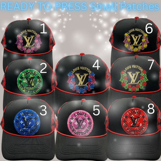 Designer-Inspired Embroidered Circle & Wreath Patches – Ready to Press | Small Hat/Cap Appliqués