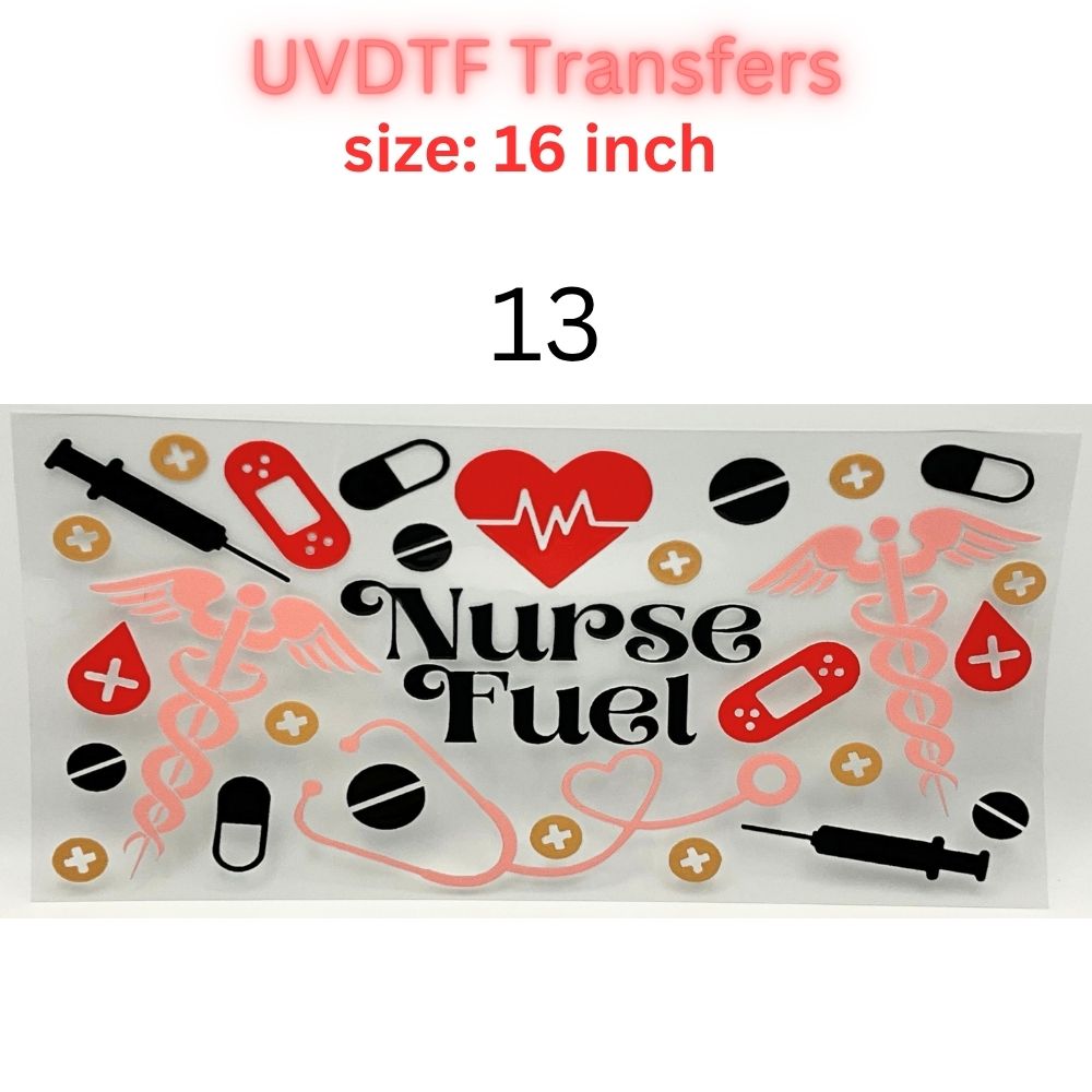 Nurse UVDTF Cup Wrap | 16oz Glass Can Transfer | Nurse Life Tumbler Decal | Healthcare Gift | RN CNA Medical Wrap