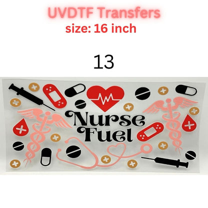 Nurse UVDTF Cup Wrap | 16oz Glass Can Transfer | Nurse Life Tumbler Decal | Healthcare Gift | RN CNA Medical Wrap