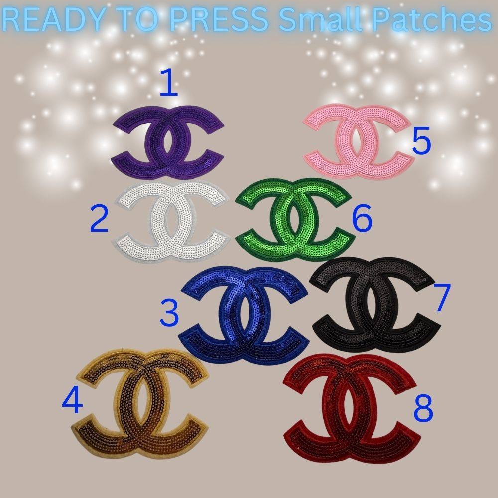 ✨ READY TO PRESS Sequin Double-C Style Patches (Multiple Colors) ✨