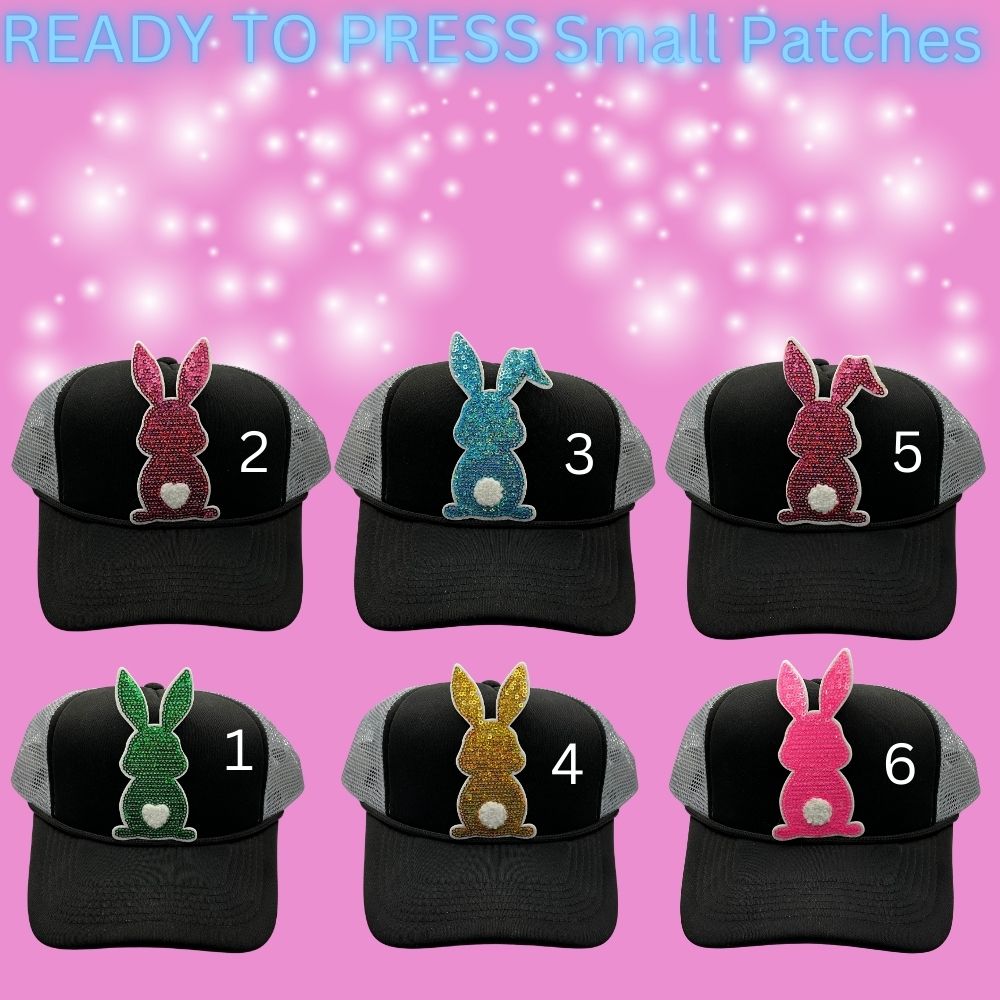 ✨ Ready to Press Sequin Bunny Patches – Small Heat Transfer Patches (6 Color Options)