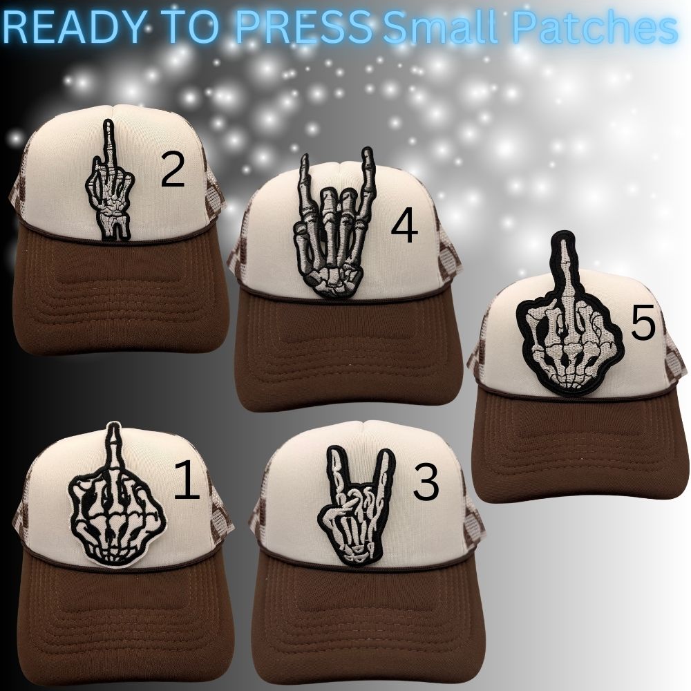 Ready-to-Press Small Embroidered Patches – Trucker Hat & Apparel Heat Press Patches