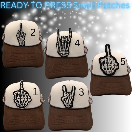 Ready-to-Press Small Embroidered Patches – Trucker Hat & Apparel Heat Press Patches