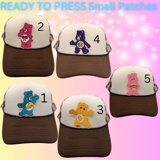 Retro Bear Smile Patches – Ready to Press Embroidered Iron-On Patches (Small Size)