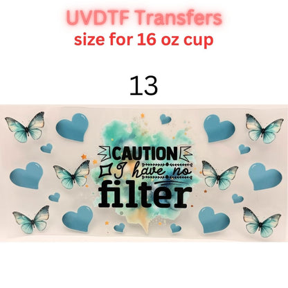 Edgy UVDTF Cup Wrap | 16oz Glass Can Transfer | Funny Quotes Aesthetic Wrap | Butterfly Skull Floral Designs | Trendy Tumbler Decal