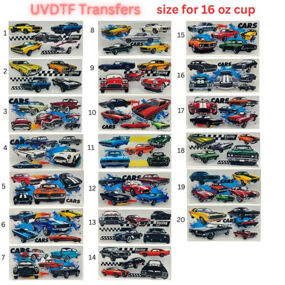 Classic & Vintage Car UV DTF Cup Transfers – 16 oz