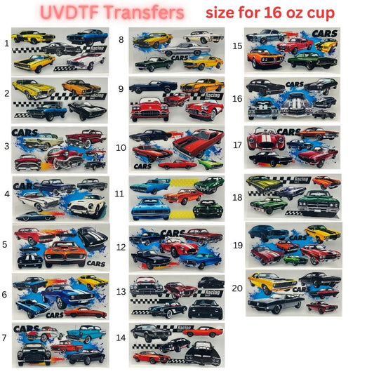 Classic & Vintage Car UV DTF Cup Transfers – 16 oz