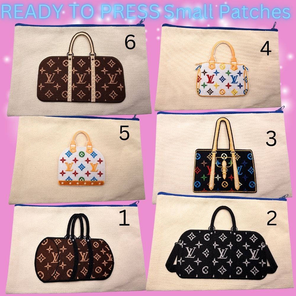 Ready-to-Press Designer-Inspired Handbag Style Embroidered Patches | Small Size | Multiple Styles Available