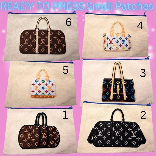 Ready-to-Press Designer-Inspired Handbag Style Embroidered Patches | Small Size | Multiple Styles Available