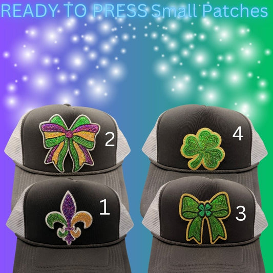 🍀 Ready to Press Small Green & Purple Patches – Heat Transfer Embroidered Patches (4 Designs)