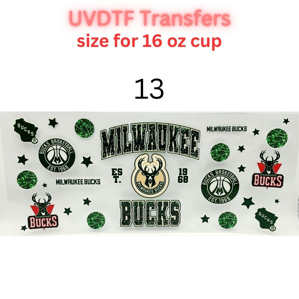 Pro Basketball City Team Inspired Wraps | UVDTF 16oz Glass Can Transfer | Pro Hoops Fan Cup Decals | Game Day Tumbler Wrap