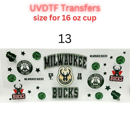 Pro Basketball City Team Inspired Wraps | UVDTF 16oz Glass Can Transfer | Pro Hoops Fan Cup Decals | Game Day Tumbler Wrap