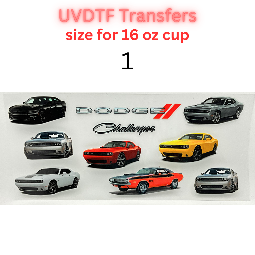 Classic & Modern American Muscle Car UV DTF Cup Wrap | 16 oz Libbey Glass Transfer | Automotive Tumbler Decal