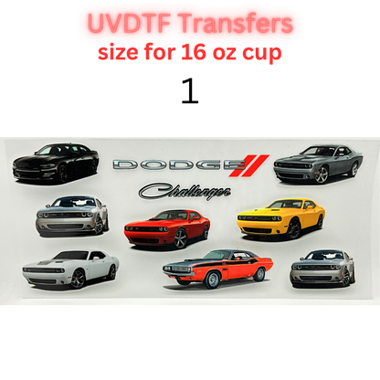 Classic & Modern American Muscle Car UV DTF Cup Wrap | 16 oz Libbey Glass Transfer | Automotive Tumbler Decal