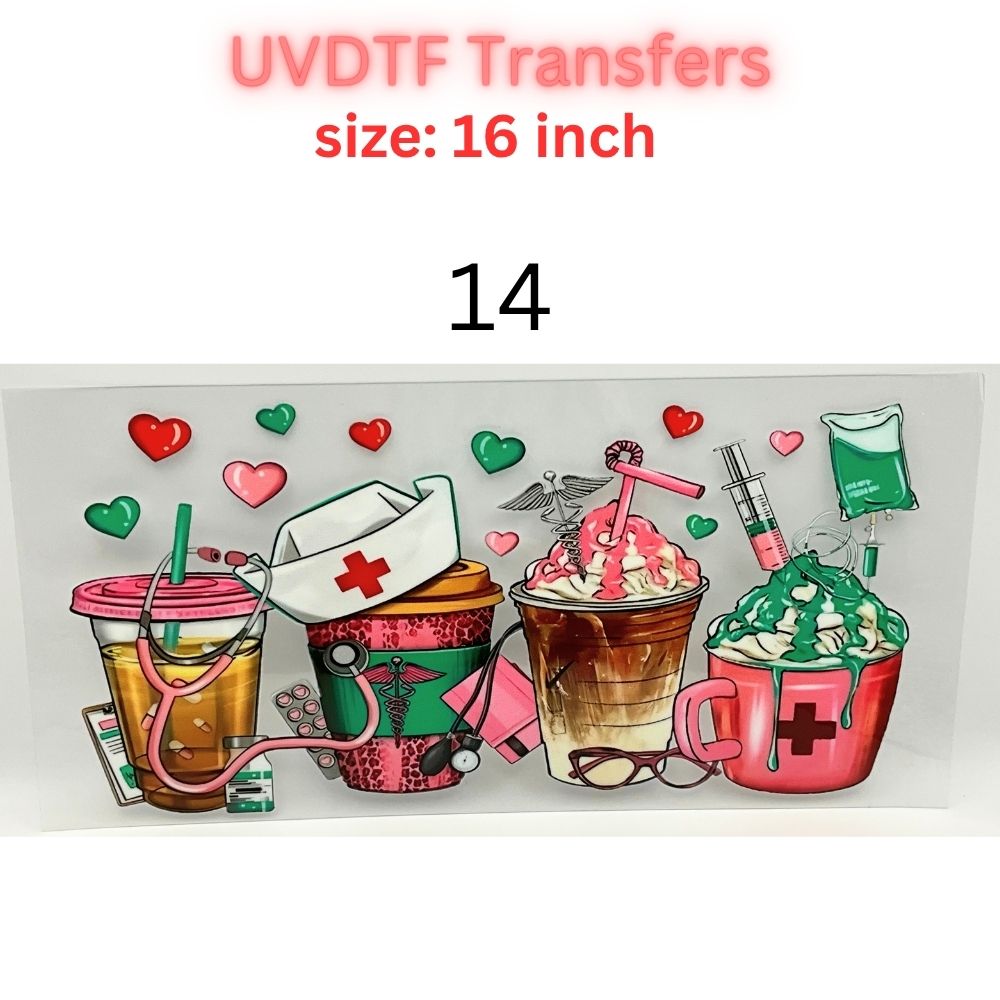 Nurse UVDTF Cup Wrap | 16oz Glass Can Transfer | Nurse Life Tumbler Decal | Healthcare Gift | RN CNA Medical Wrap