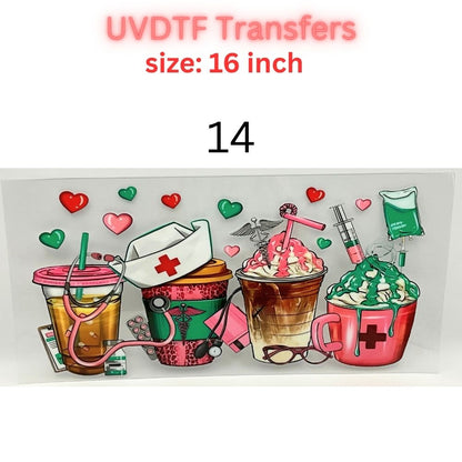 Nurse UVDTF Cup Wrap | 16oz Glass Can Transfer | Nurse Life Tumbler Decal | Healthcare Gift | RN CNA Medical Wrap
