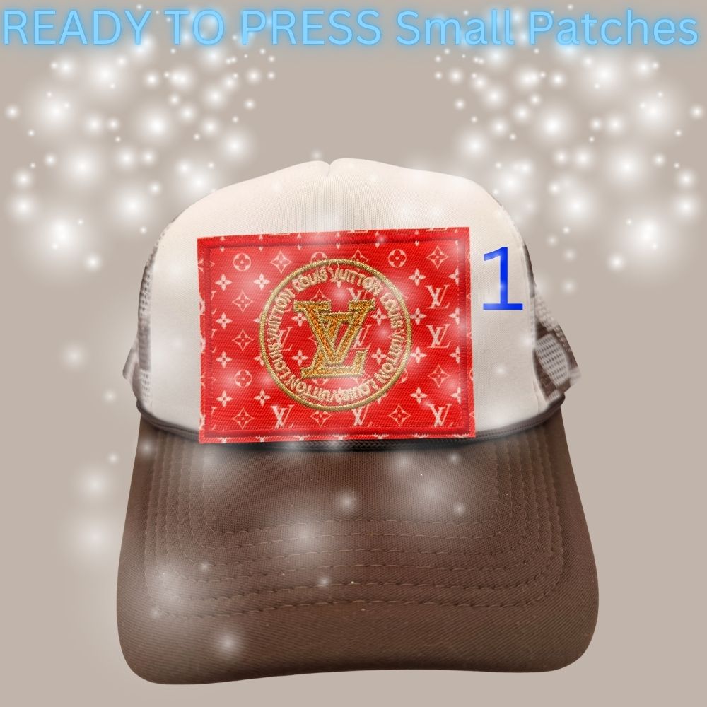 Designer-Inspired Monogram & Icon Patches – Embroidered Ready-to-Press Appliqués for Trucker Hats & Apparel (13 Styles)