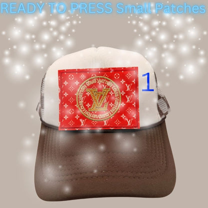 Designer-Inspired Monogram & Icon Patches – Embroidered Ready-to-Press Appliqués for Trucker Hats & Apparel (13 Styles)