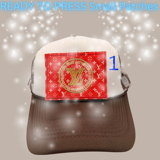 Designer-Inspired Monogram & Icon Patches – Embroidered Ready-to-Press Appliqués for Trucker Hats & Apparel (13 Styles)