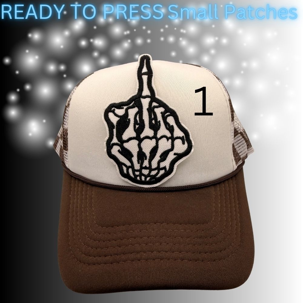 Ready-to-Press Small Embroidered Patches – Trucker Hat & Apparel Heat Press Patches