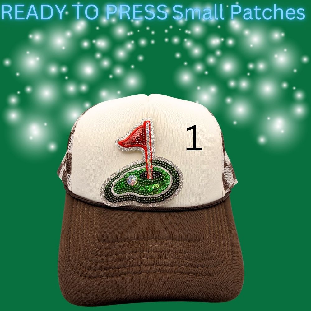 ⛳ Ready to Press Small Golf Patches – Heat Transfer Embroidered & Sequin Patches (4 Designs)