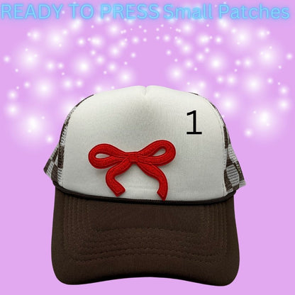 ✨ Ready to Press Small Bow Patches – Heat Transfer Embroidered Bows (10 Color Options)