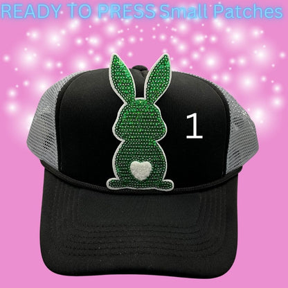 ✨ Ready to Press Sequin Bunny Patches – Small Heat Transfer Patches (6 Color Options)
