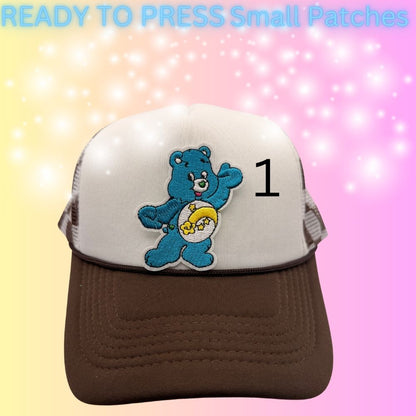 Retro Bear Smile Patches – Ready to Press Embroidered Iron-On Patches (Small Size)