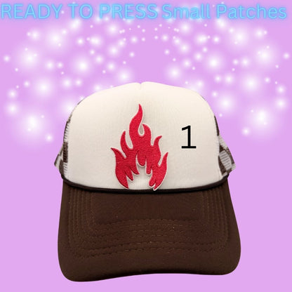 🔥 Ready to Press Small Lip, Heart & Flame Patches – Heat Transfer Embroidered Patches (7 Designs)