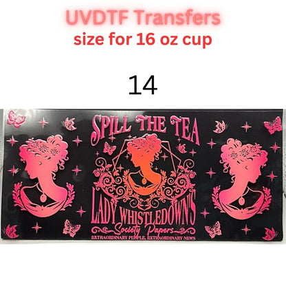 Regency Tea Party UVDTF Cup Wraps | Vintage Tea Aesthetic Transfers | Floral Tea Cup Designs | 16oz Glass Cup Wrap Decals