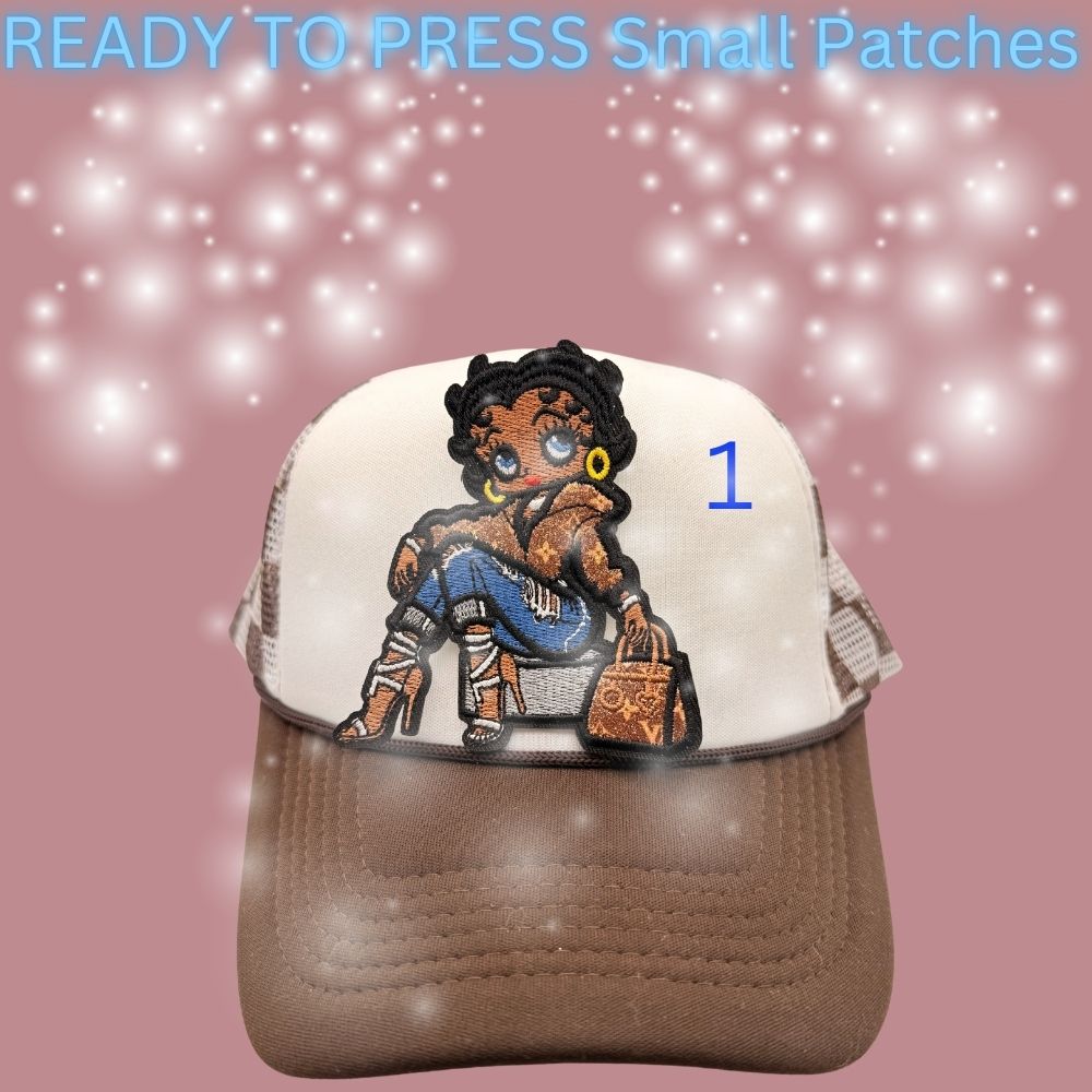 Fashion Girl Embroidered Patch – Ready to Press | Cute Boutique Character Patches for Trucker Hats & Apparel (9 Styles)
