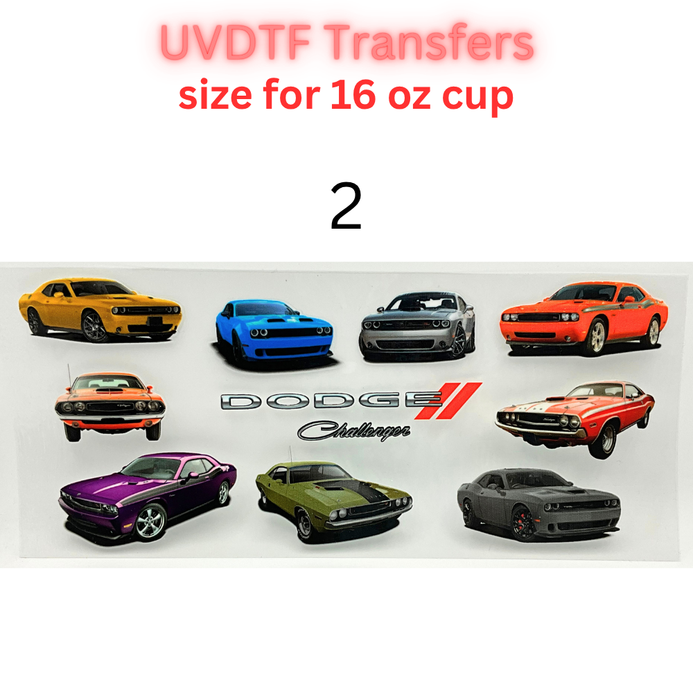 Classic & Modern American Muscle Car UV DTF Cup Wrap | 16 oz Libbey Glass Transfer | Automotive Tumbler Decal