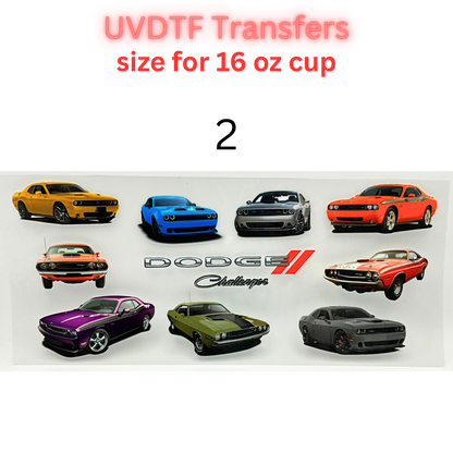 Classic & Modern American Muscle Car UV DTF Cup Wrap | 16 oz Libbey Glass Transfer | Automotive Tumbler Decal