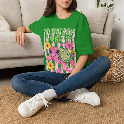T-Shirt — “Turtley Over It” Floral Sea Turtle Graphic Tee