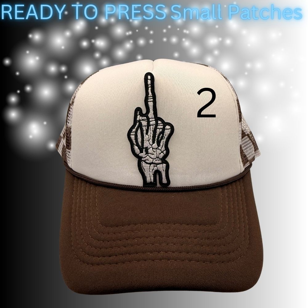 Ready-to-Press Small Embroidered Patches – Trucker Hat & Apparel Heat Press Patches