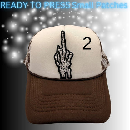 Ready-to-Press Small Embroidered Patches – Trucker Hat & Apparel Heat Press Patches