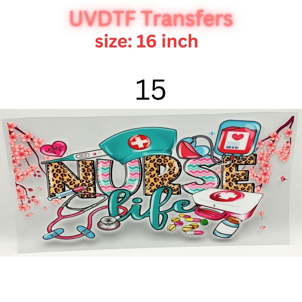 Nurse UVDTF Cup Wrap | 16oz Glass Can Transfer | Nurse Life Tumbler Decal | Healthcare Gift | RN CNA Medical Wrap