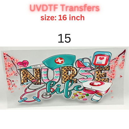 Nurse UVDTF Cup Wrap | 16oz Glass Can Transfer | Nurse Life Tumbler Decal | Healthcare Gift | RN CNA Medical Wrap