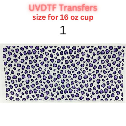 Leopard Print & Butterfly UV DTF Cup Wrap | 16 oz Glass Can Transfer | Animal Print Floral Designs | Choose 1–5