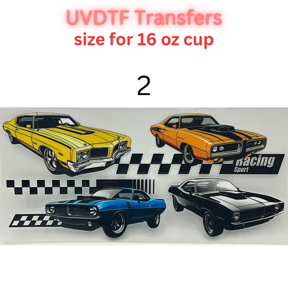 Classic & Vintage Car UV DTF Cup Transfers – 16 oz