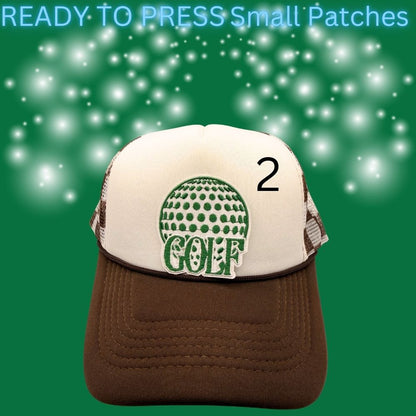 ⛳ Ready to Press Small Golf Patches – Heat Transfer Embroidered & Sequin Patches (4 Designs)
