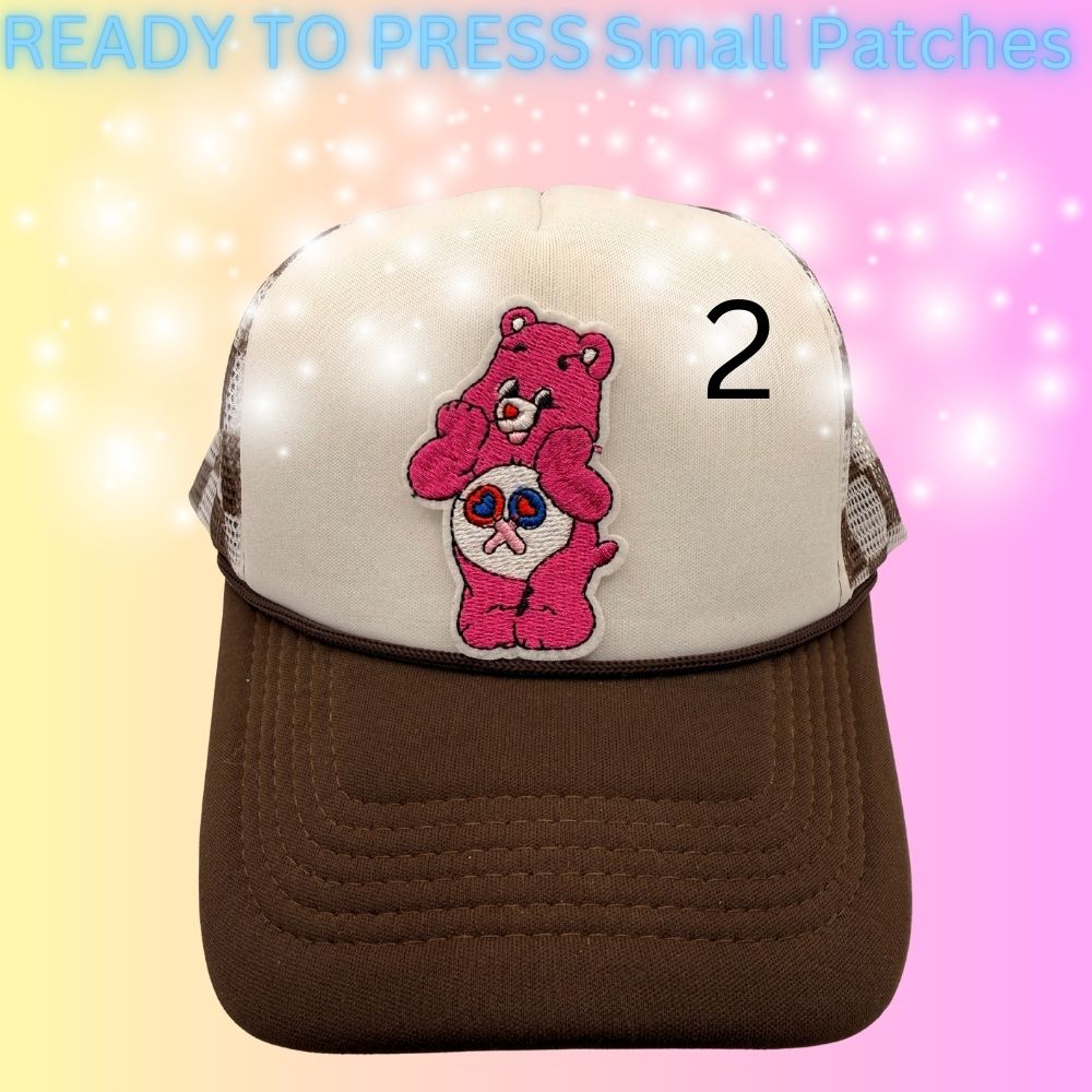 Retro Bear Smile Patches – Ready to Press Embroidered Iron-On Patches (Small Size)