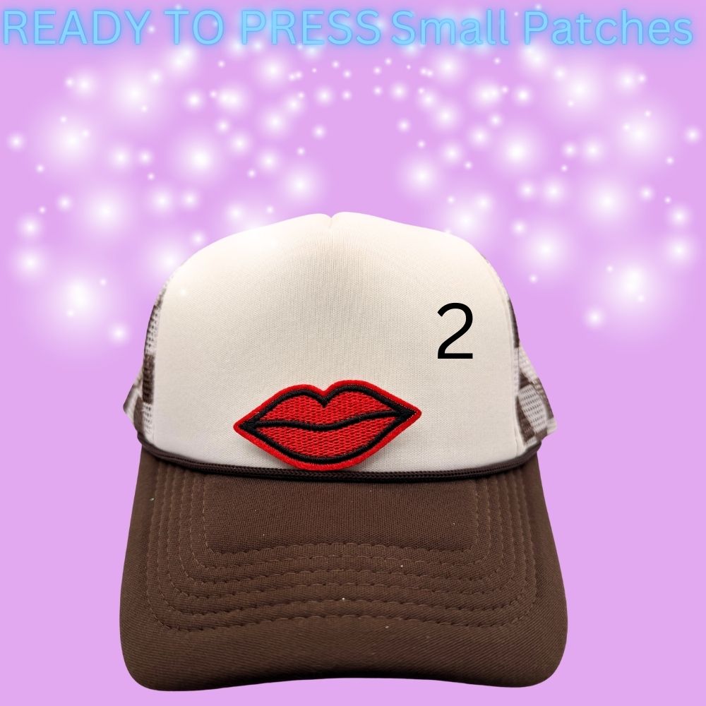 🔥 Ready to Press Small Lip, Heart & Flame Patches – Heat Transfer Embroidered Patches (7 Designs)