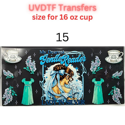 Regency Tea Party UVDTF Cup Wraps | Vintage Tea Aesthetic Transfers | Floral Tea Cup Designs | 16oz Glass Cup Wrap Decals