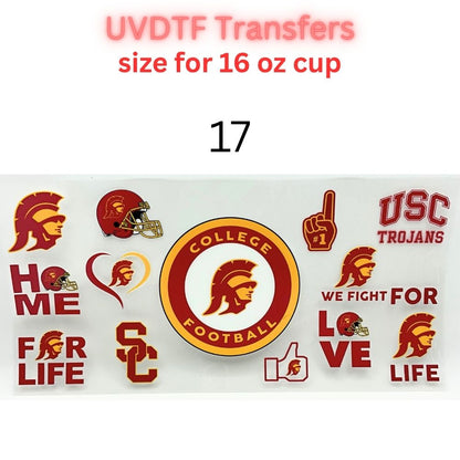 Sports Fan Inspired UV DTF Cup Wrap for 16 oz Glass Can | Football Fan Transfer Decal | Waterproof Permanent Cup Sticker | Multiple Styles