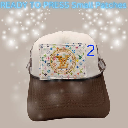 Designer-Inspired Monogram & Icon Patches – Embroidered Ready-to-Press Appliqués for Trucker Hats & Apparel (13 Styles)