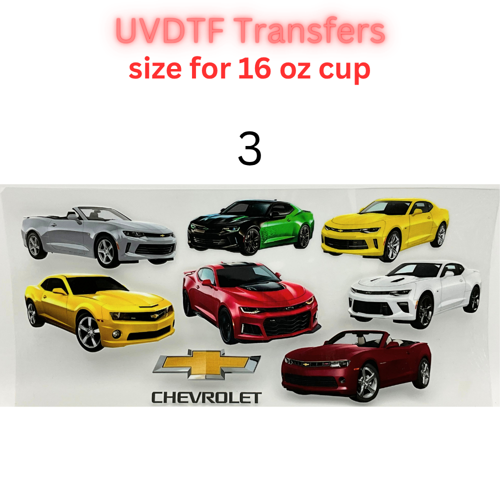 Classic & Modern American Muscle Car UV DTF Cup Wrap | 16 oz Libbey Glass Transfer | Automotive Tumbler Decal