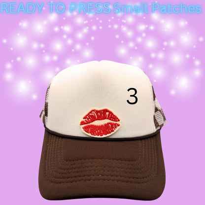 🔥 Ready to Press Small Lip, Heart & Flame Patches – Heat Transfer Embroidered Patches (7 Designs)