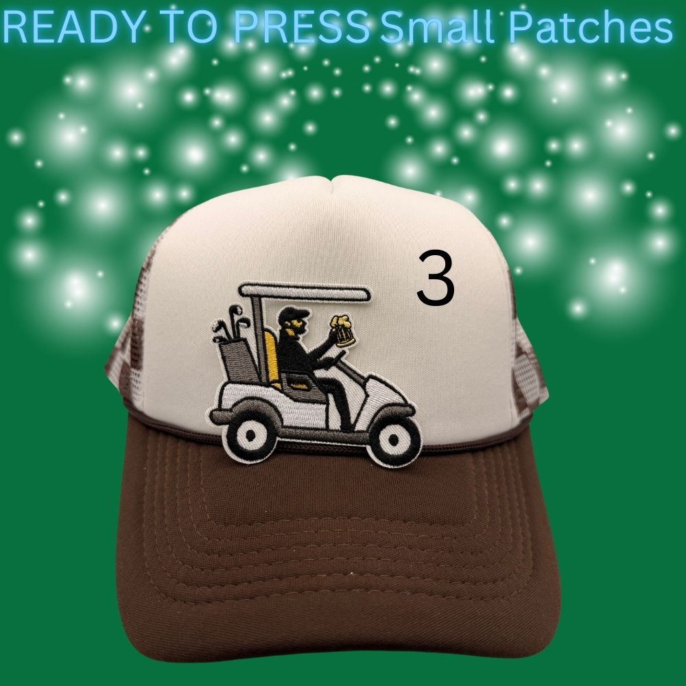 ⛳ Ready to Press Small Golf Patches – Heat Transfer Embroidered & Sequin Patches (4 Designs)